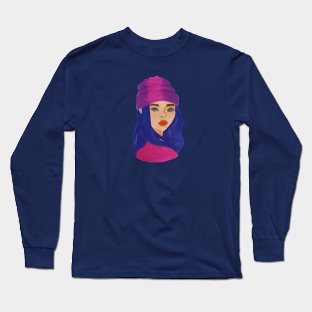 blue eyed girl Long Sleeve T-Shirt by artby-shikha